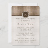 Brown met Roos Gold Houndstooth Party Invitation Kaart (Voorkant)