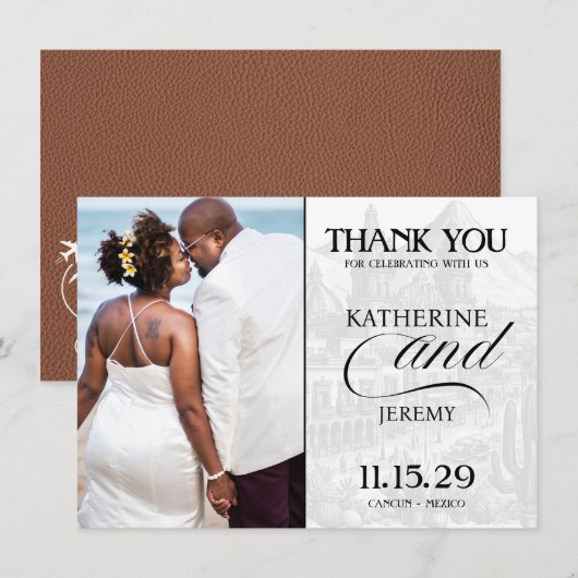 Brown Mexico Passport Bedankkaart (Voorkant / Achterkant)