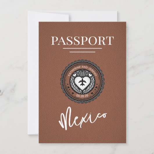 Brown Mexico Passport Bewaar de datum Save The Date (Voorkant)