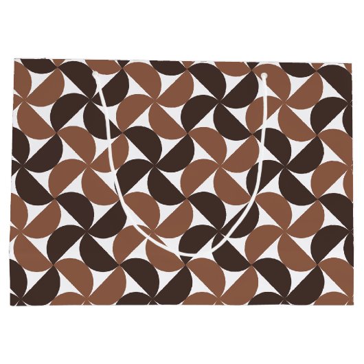 Brown Mid Century Modern Pattern Groot Cadeauzakje (Achterkant)