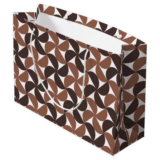 Brown Mid Century Modern Pattern Groot Cadeauzakje (Achterkant Gekanteld)