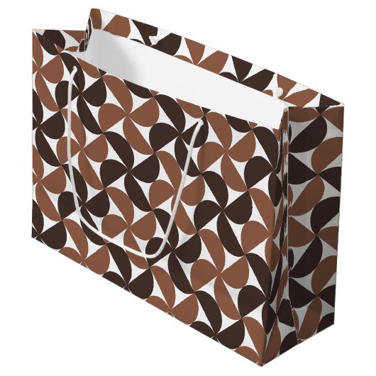 Brown Mid Century Modern Pattern Groot Cadeauzakje (Voorkant Gekanteld)