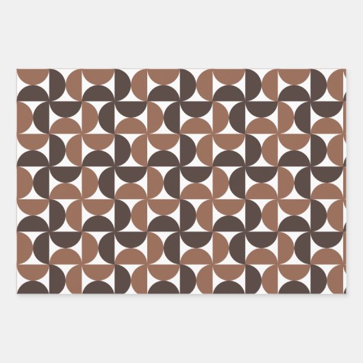 Brown Mid Century Modern Pattern Inpakpapier Vel (Voorkant)