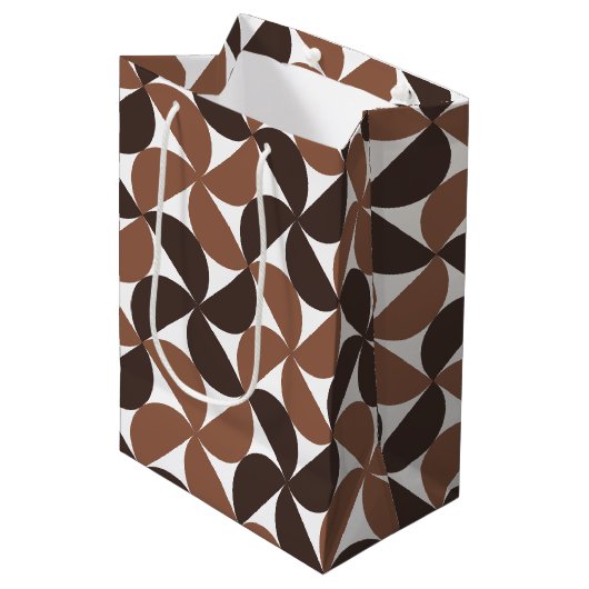 Brown Mid Century Modern Pattern Medium Cadeauzakje (Voorkant Gekanteld)