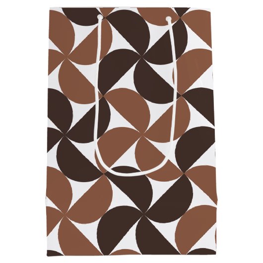 Brown Mid Century Modern Pattern Medium Cadeauzakje (Achterkant)