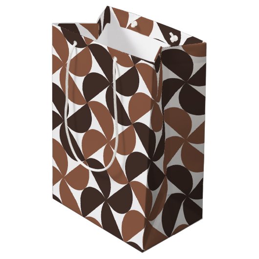 Brown Mid Century Modern Pattern Medium Cadeauzakje (Achterkant Gekanteld)