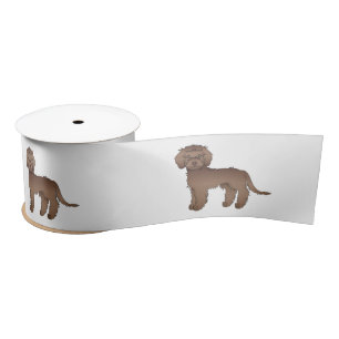 Brown Mini Goldendole Cute Cartoon Dogs Satijnen Lint