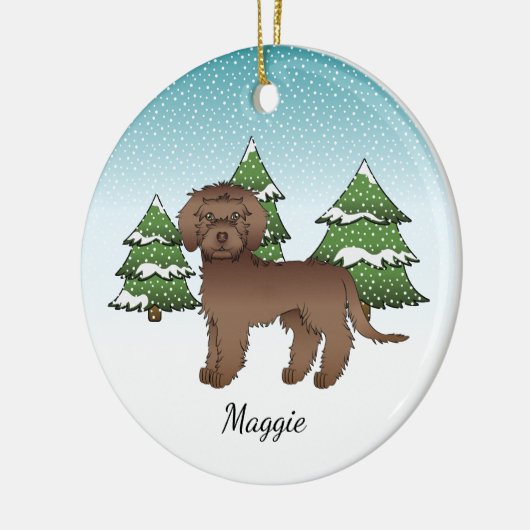 Brown Mini Goldendole - Winter Forest & Name Keramisch Ornament (Links)