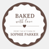 Brown Minimal Baked With Love Scallop Sticker (Voorkant)