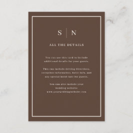 Brown Minimal Chic Border | Wedding Guest Details Informatiekaartje