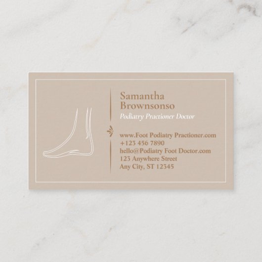 Brown Minimal Foot Massage Care Addiatry Doctor Visitekaartje (Achterkant)