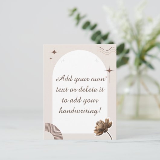 Brown minimalist Boho merkt  Briefkaart op (Staand voorkant)