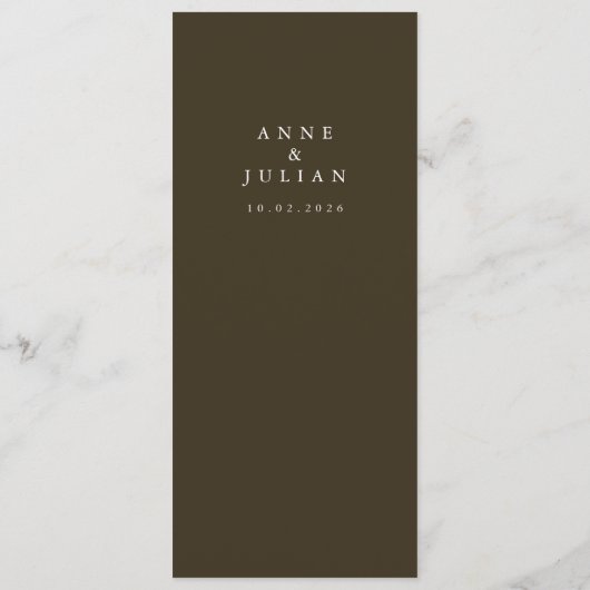 Brown Minimalist Modern Wedding Menu (Achterkant)