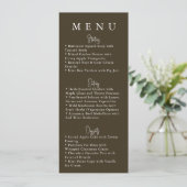 Brown Minimalist Modern Wedding Menu (Staand voorkant)