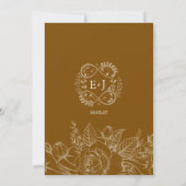 Brown Minimalist Rustic Floral Elegant Wedding  Kaart (Achterkant)