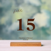 Brown Minimalist Wedding Table Number Acryl Bord (Neutraal)