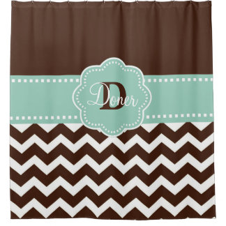 Brown Mint Chevron gepersonaliseerd Douchegordijn