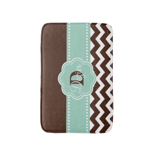 Brown Mint Chevron Monogram Badmat (Voorkant Verticaal)