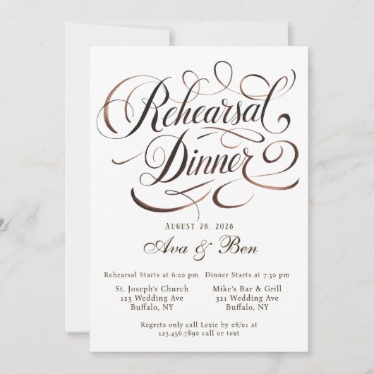 Brown Mocha Mousse Kalligrafie repetitie diner Kaart (Voorkant)