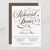 Brown Mocha Mousse Kalligrafie repetitie diner Kaart (Voorkant / Achterkant)