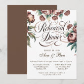 Brown Mocha Peony Kalligrafie repetitie diner Kaart (Voorkant / Achterkant)
