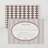 Brown Mocha Striped Harlequin Pattern Wedding RSVP Informatiekaartje (Voorkant / Achterkant)
