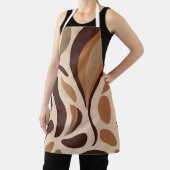 Brown Modern Art Flow Shapes All-Over Print Apron Schort (Insitu)