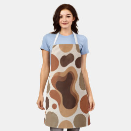 Brown Modern Art Flow Shapes All-Over Print Apron Schort