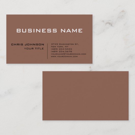 Brown Modern Contemtiem Bedrijf Visitekaartje (Voorkant / Achterkant)