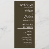 Brown Modern Minimalist Bridal Program QR Code Programmakaart (Voorkant)