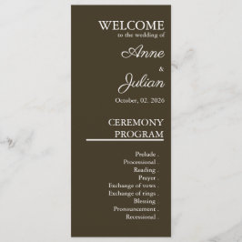 Brown Modern Minimalist Bridal Program QR Code Programmakaart