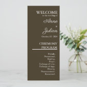 Brown Modern Minimalist Bridal Program QR Code Programmakaart (Staand voorkant)