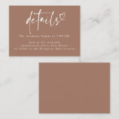 Brown Modern Minimalist Heart Wedding Details  Informatiekaartje (Voorkant / Achterkant)