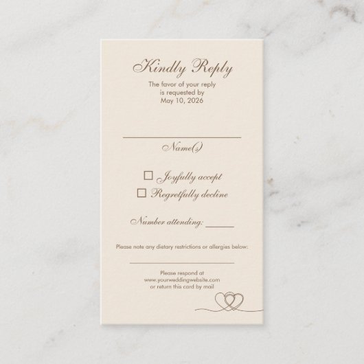 Brown Modern Mix and Match Wedding RSVP Card Visitekaartje (Voorkant)