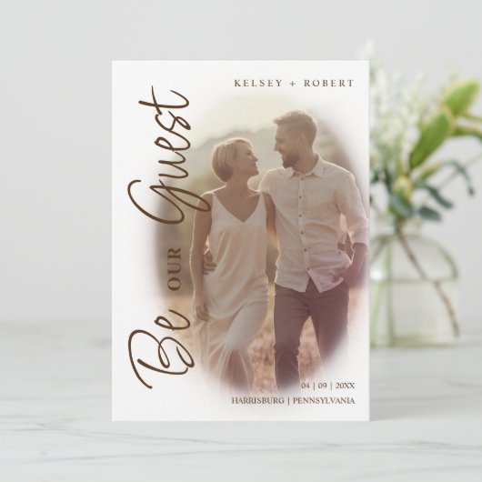 Brown Modern Romantic Overlay Gradient Script Save The Date (Staand voorkant)