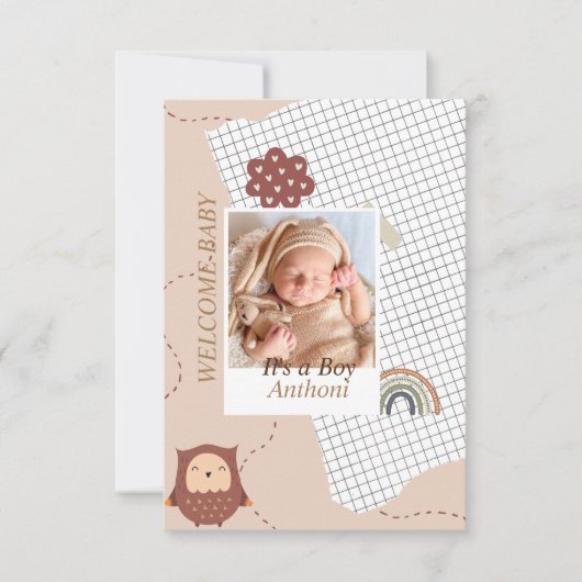 Brown Modern Welcome Baby shower Uitnodiging (Voorkant)