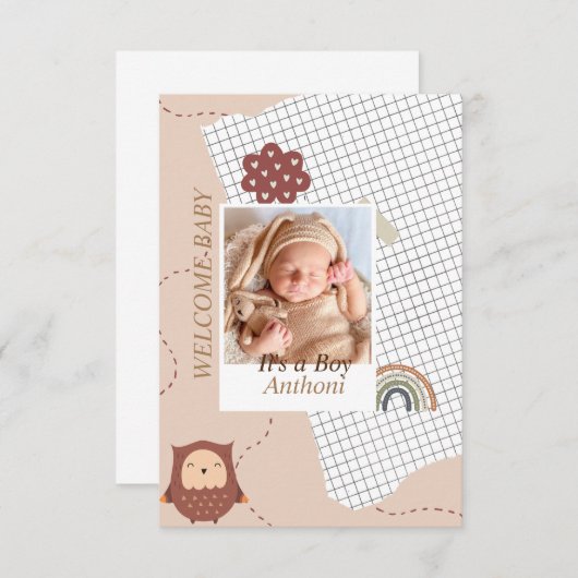 Brown Modern Welcome Baby shower Uitnodiging (Voorkant / Achterkant)