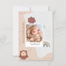 Brown Modern Welcome Baby shower Uitnodiging