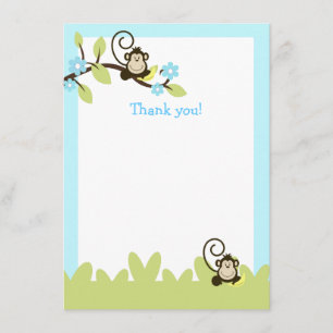 Brown Monkey Twin Boys Dank je kaart