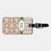 Brown Monogram Hawaiian Flower Beach Bagagelabel (Voorkant horizontaal)