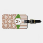 Brown Monogram Hawaiian Flower Beach Bagagelabel (Voorkant horizontaal)