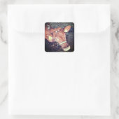 Brown moo koe vierkante sticker (Tas)