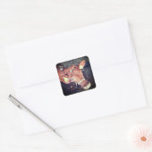 Brown moo koe vierkante sticker (Envelop)