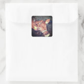 Brown moo koe vierkante sticker (Tas)