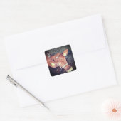 Brown moo koe vierkante sticker (Envelop)