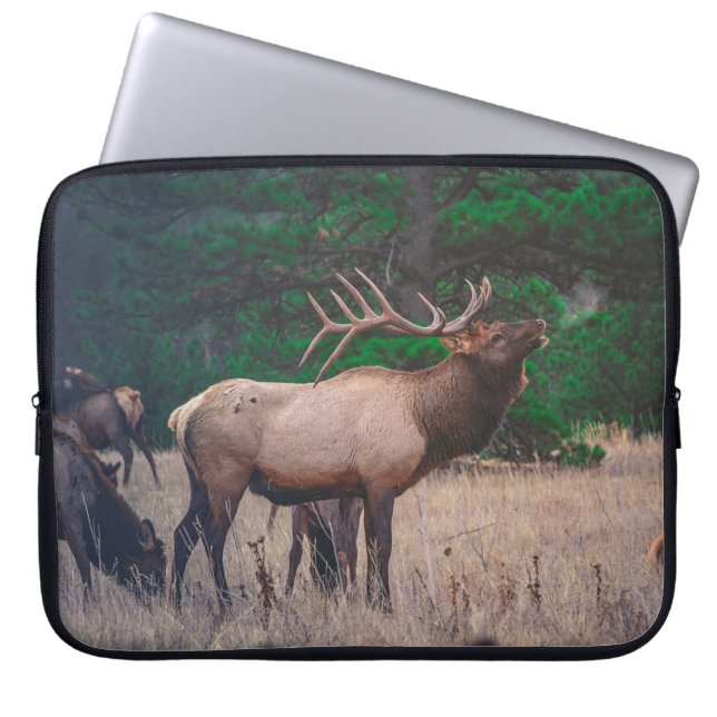 BROWN MOOSE NEAR GREEN TREE OP DAGTIME LAPTOP SLEEVE (Voorkant)