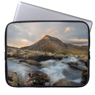 BROWN MOUNTAIN NEAR BODY OF WATER ONDER CLOUDY SKY LAPTOP SLEEVE