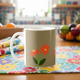 Brown Mug with Floral Design Koffiemok