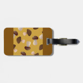 Brown Mushroom Pattern on Mustard Yellow Bagagelabel (Achterkant horizontaal)