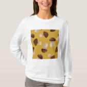 Brown Mushroom Pattern on Mustard Yellow T-shirt (Voorkant)